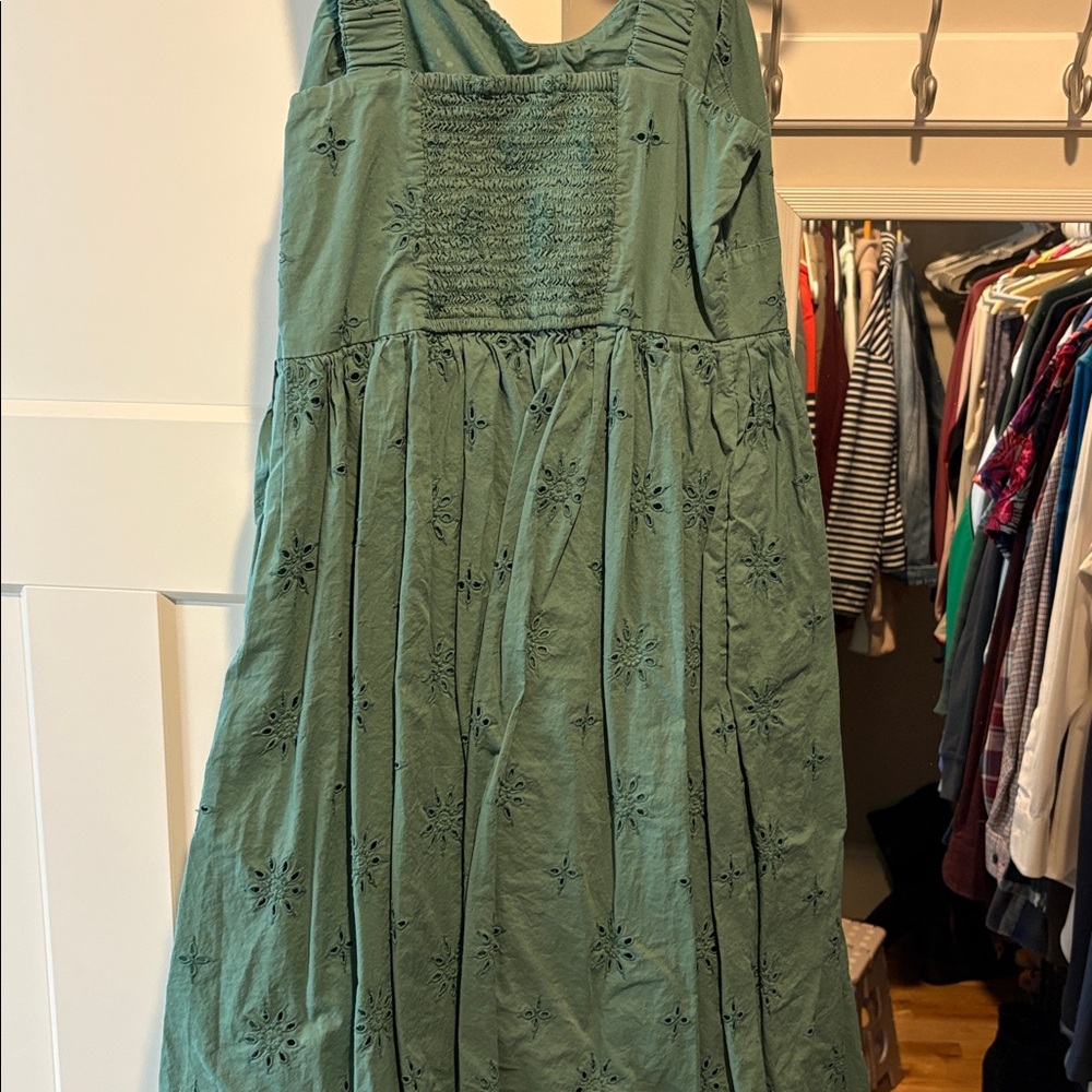 J.Crew Teal Eyelet Midi Dress - Picture 6 of 6